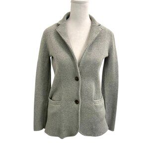 J Crew Sweater Blazer Button Front Classic Gray Preppy Academia size XXS
